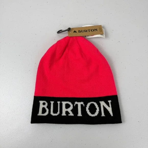 Burton Beanie Adult One Size Pink Black Billboard Reversible Knit Hat Winter NEW - Picture 2 of 8